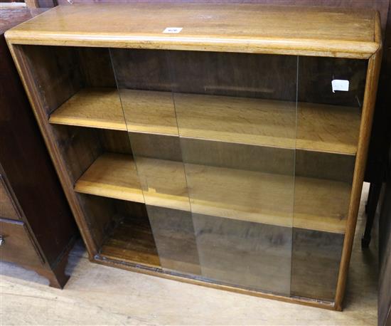 Three-tier oak glazed bookcase